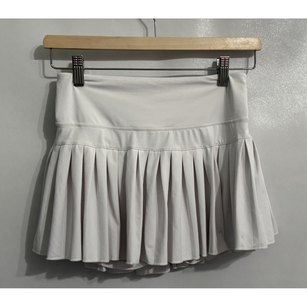 Goldhinge Small White Pleated Tennis Skort Women's Stretch Skirt Shorts Pockets